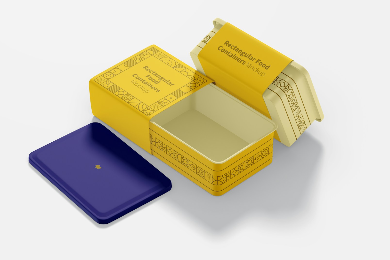 Rectangular Plastic Food Delivery Containers Mockup, Left View