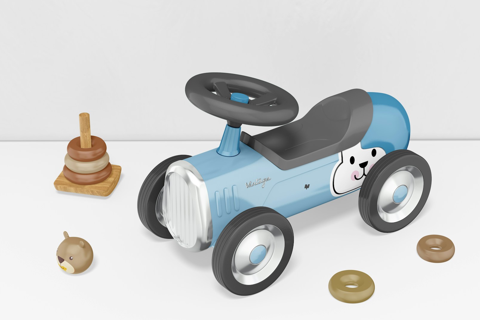Ride-on Vintage Toy Mockup, Perspective 02