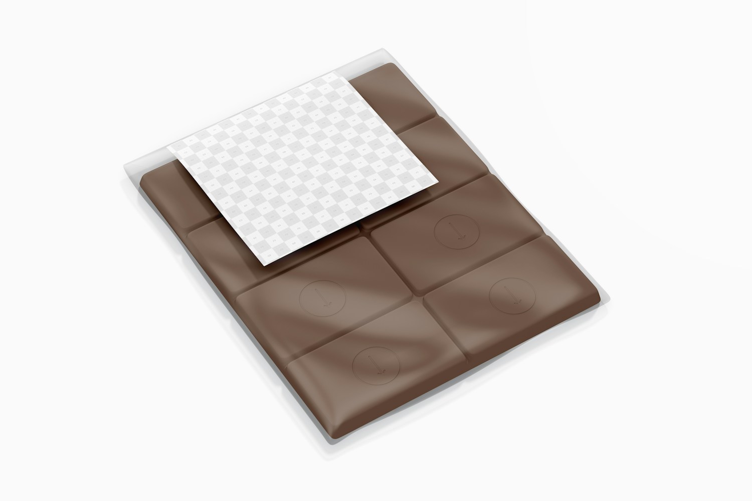 Square Chocolate Bag Mockup, Perspective