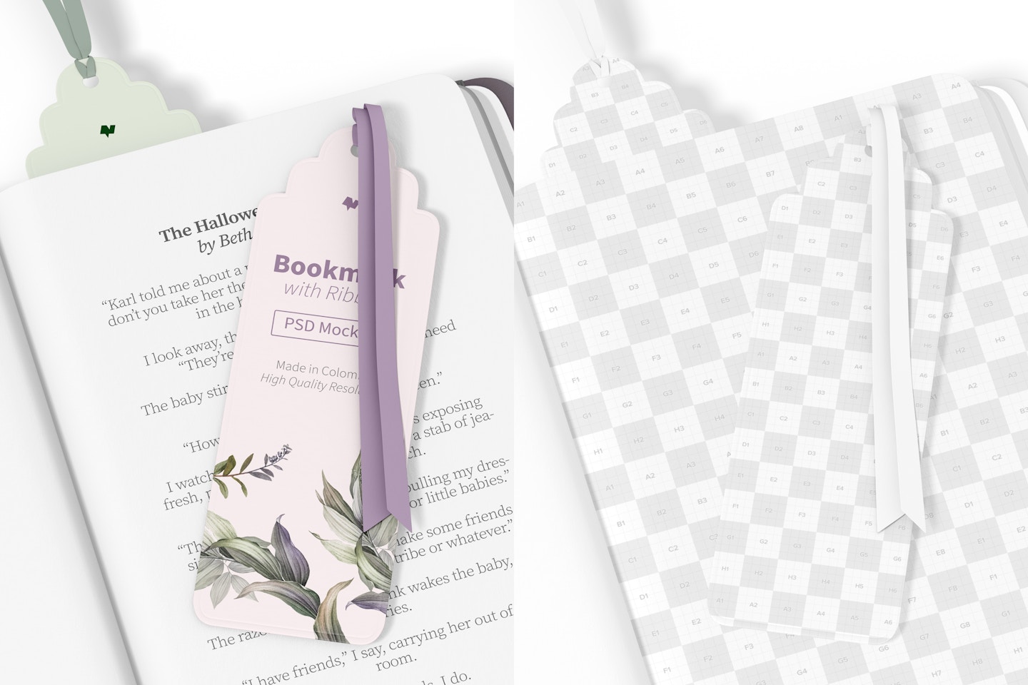 Bookmark with Ribbon Mockup, Perspective 02
