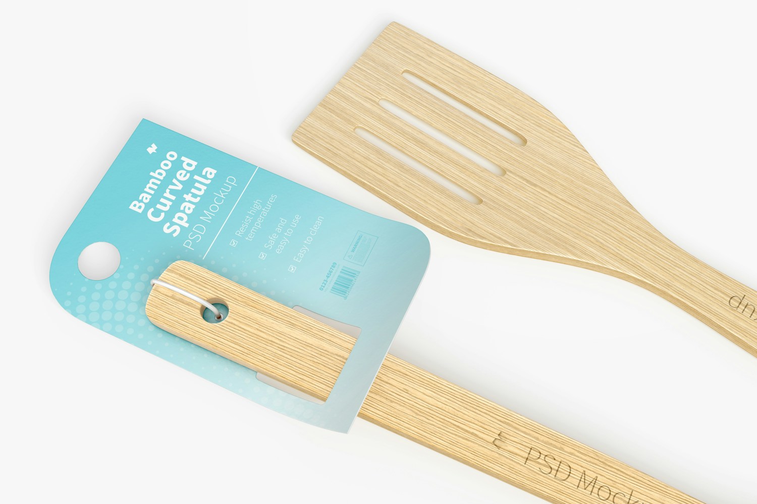 Bamboo Curved Spatula Mockup, Close Up Bamboo Curved Spatula Mockup, Close Up