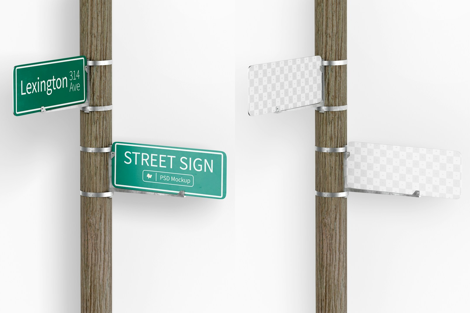 Street Sign Brackets Mockup, Perspective
