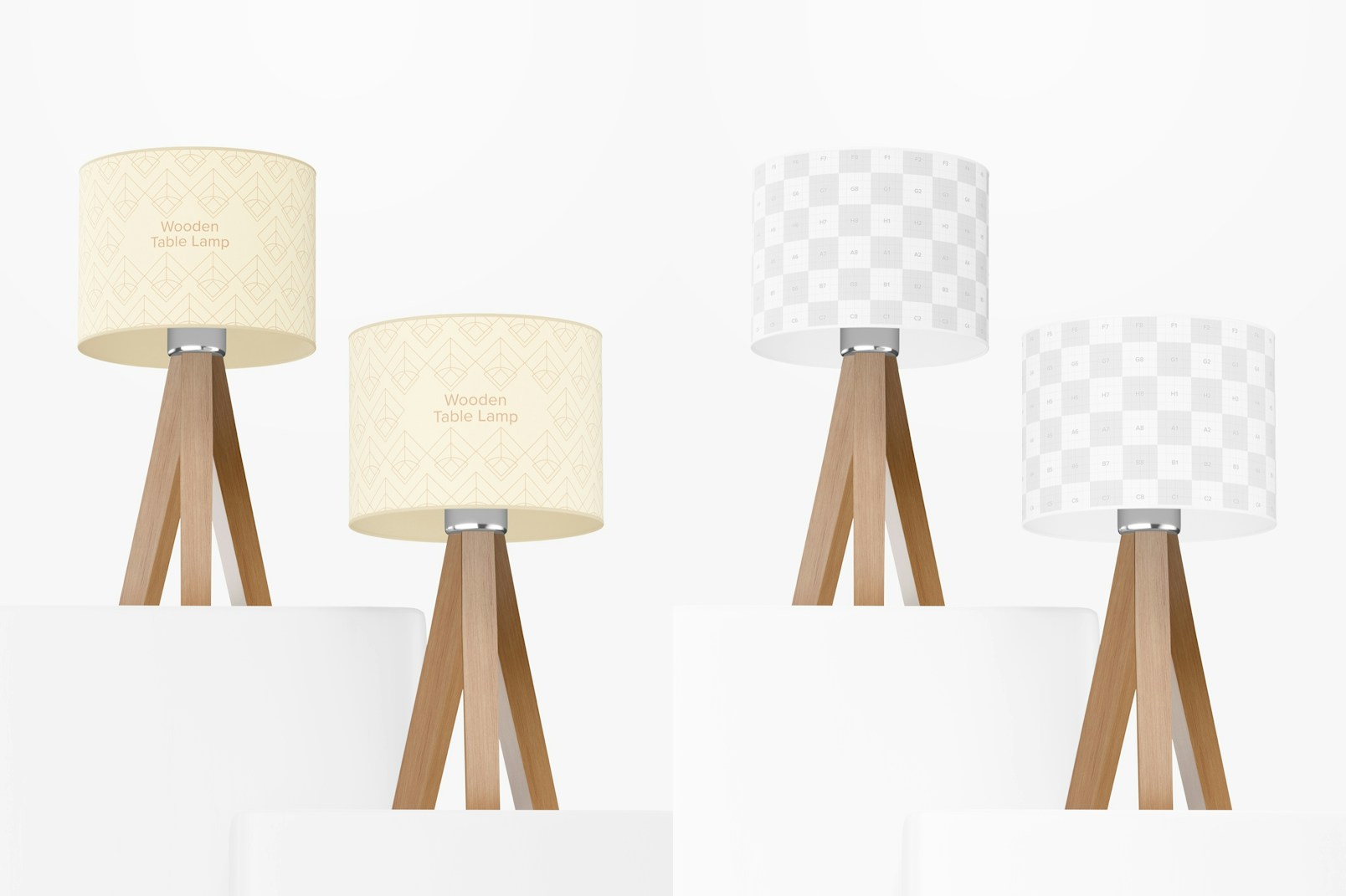 Wooden Table Lamps Mockup
