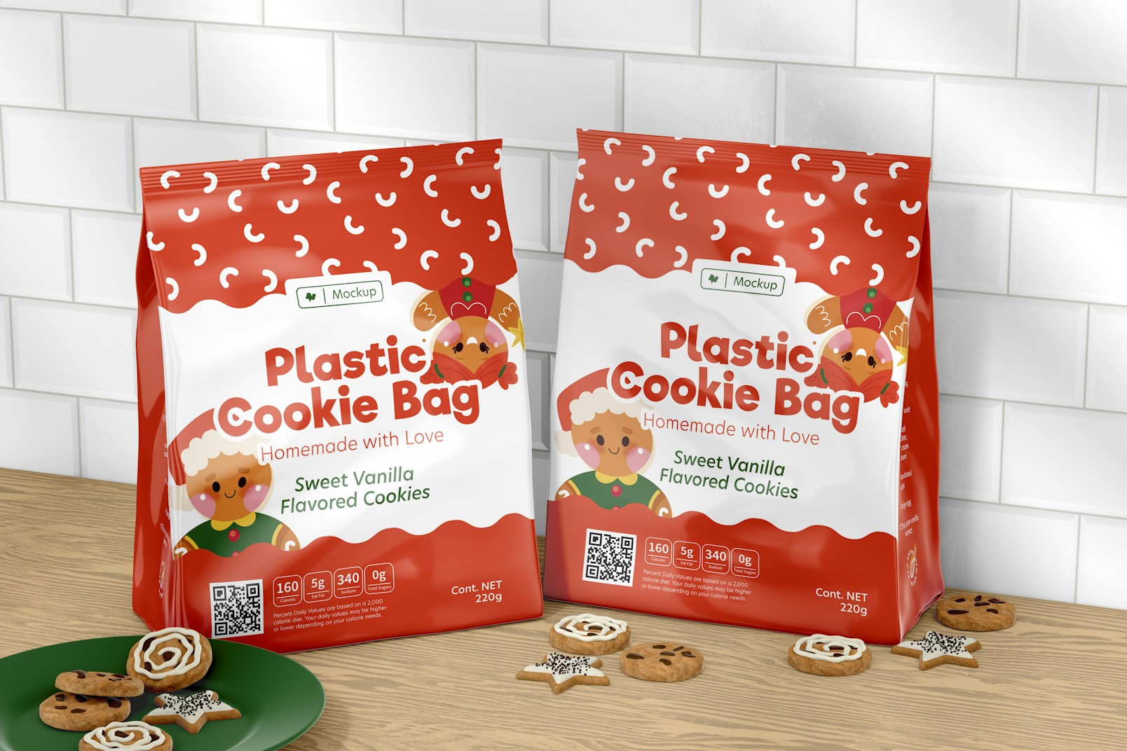 Plastic Cookie Bags Mockup
