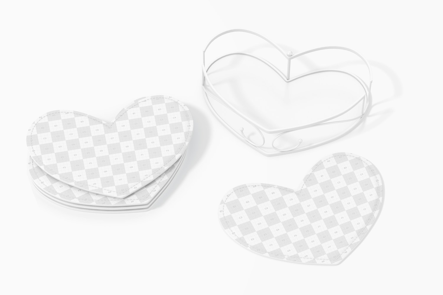 Heart Leather Coasters Mockup, Perspective