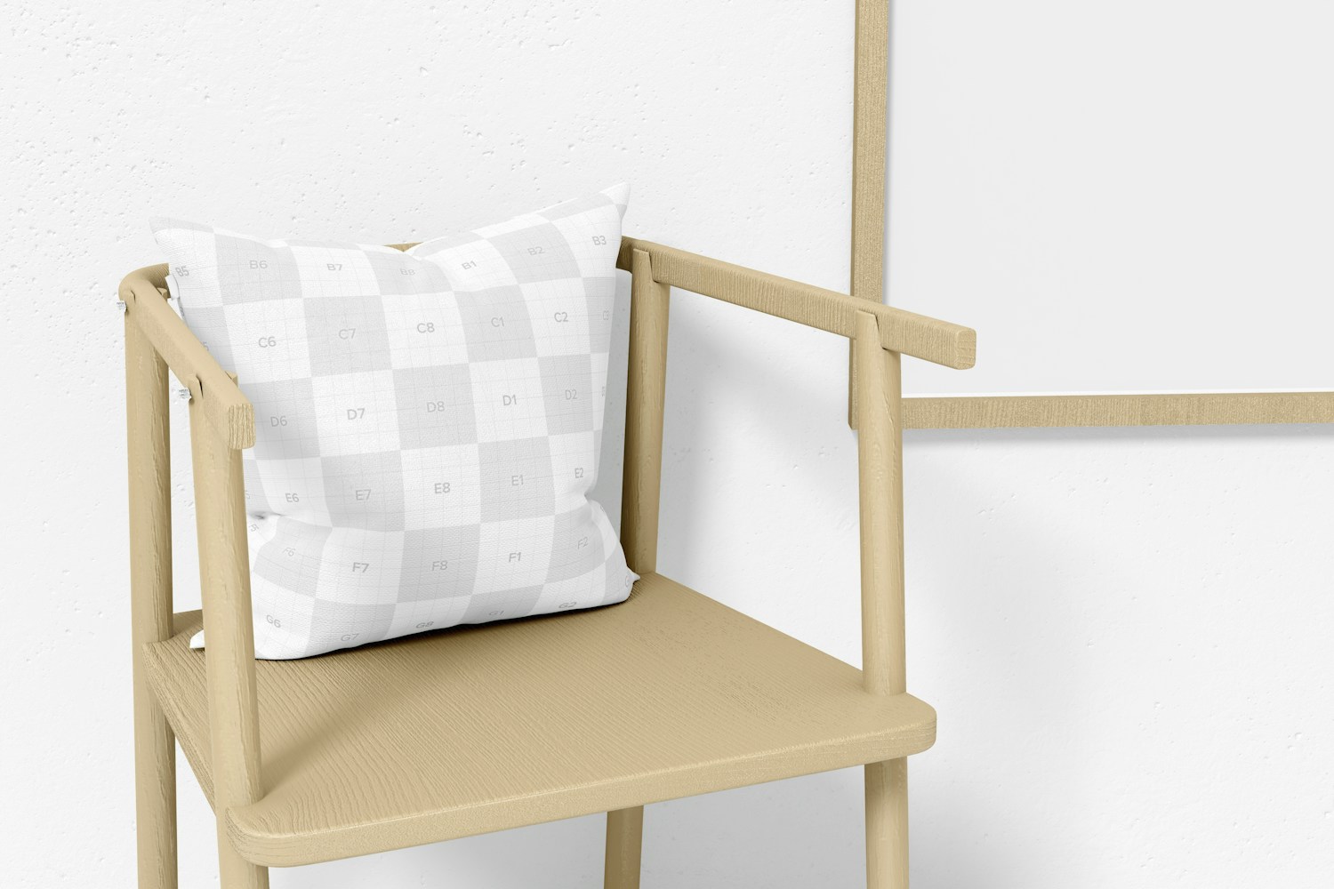 Square Pillow and Chair Mockup