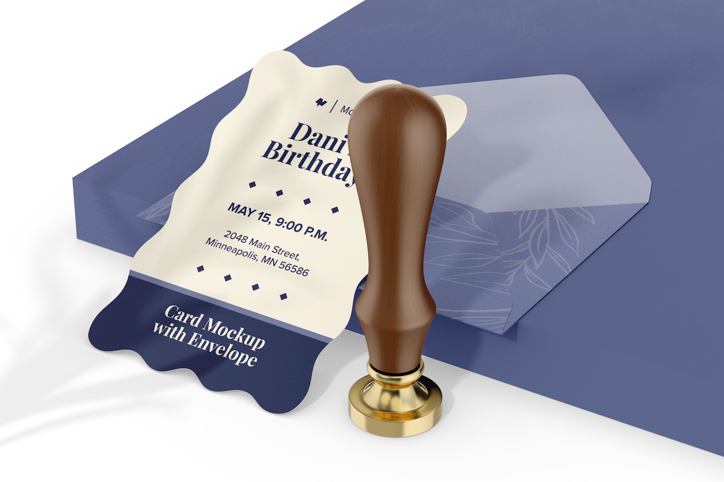 Invitation Card with Envelope Mockup, with Seal