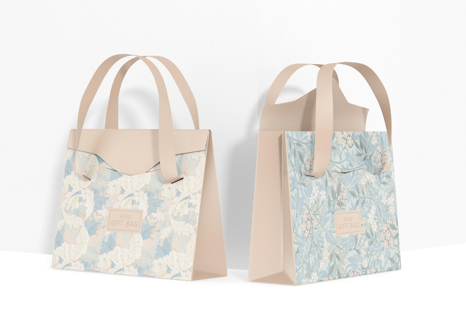Gift Bags with Flap Mockup, Perspective
