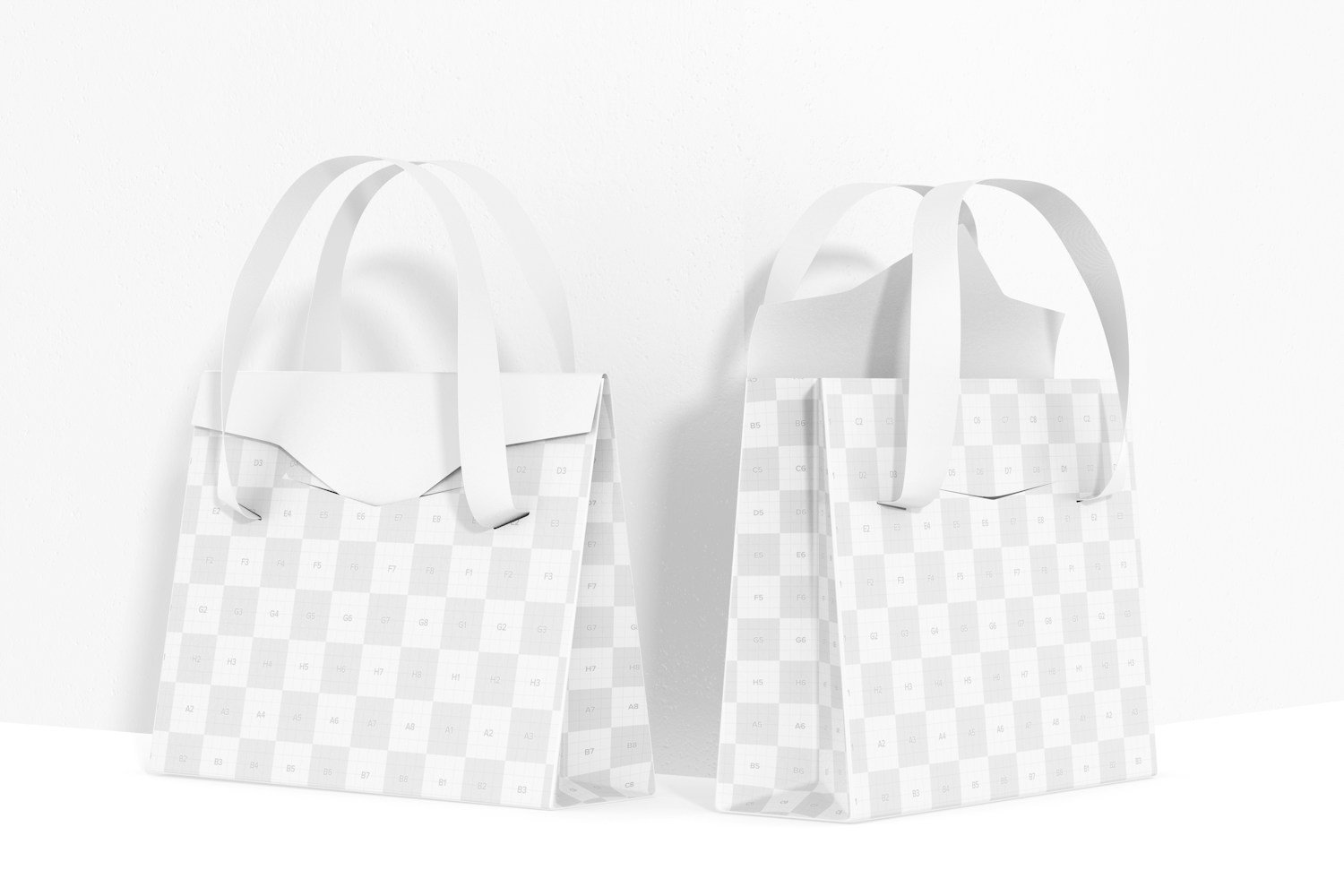 Gift Bags with Flap Mockup, Perspective