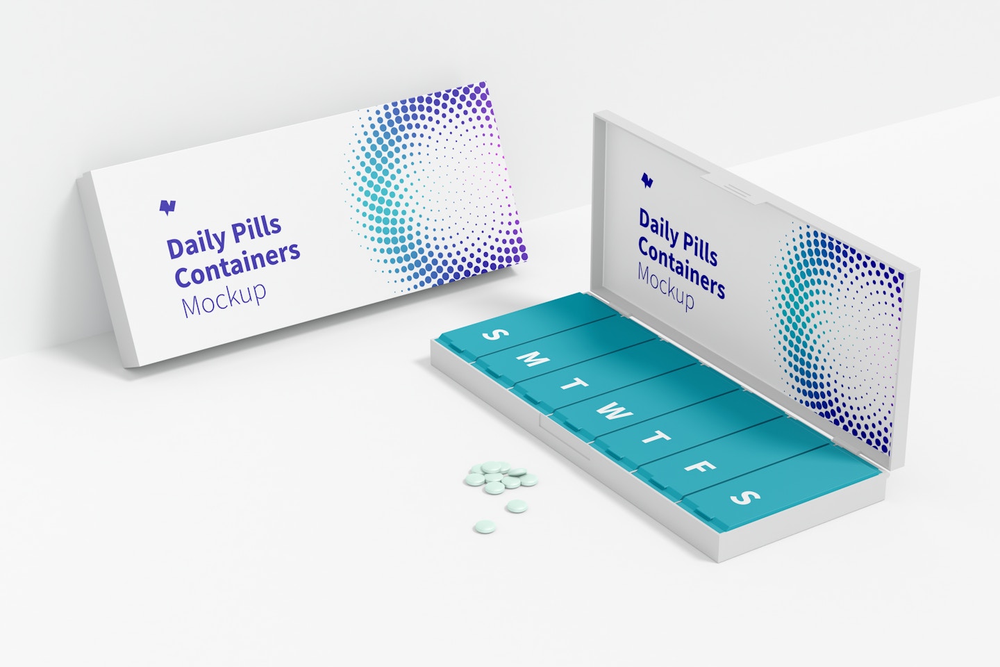 Daily Pills Container Mockup, Leaned