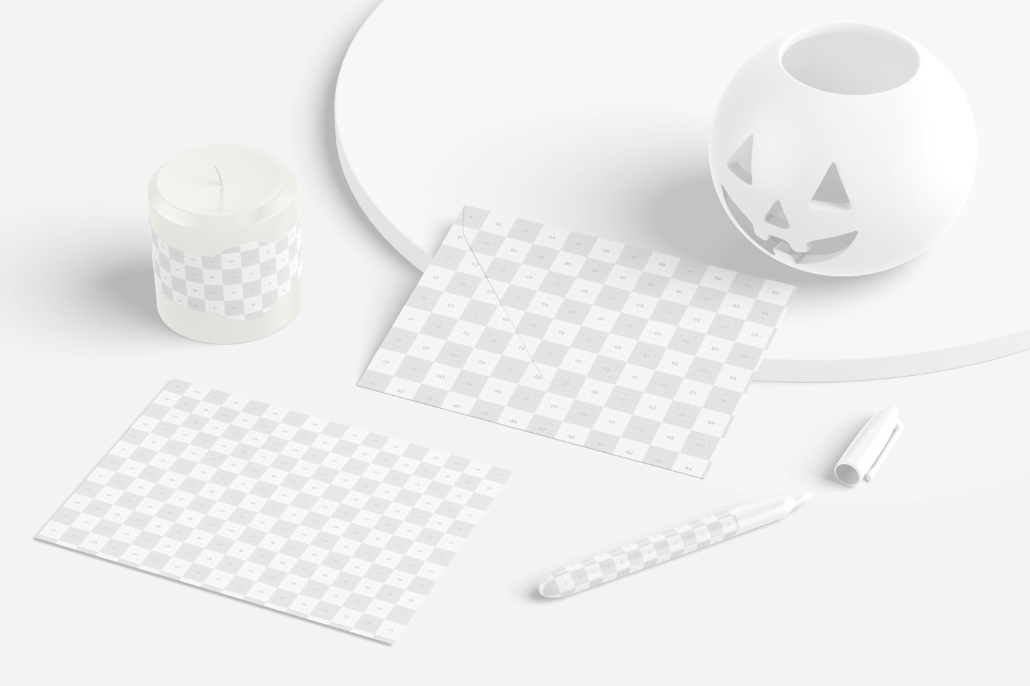Halloween with Envelope Scene Mockup, on Surface