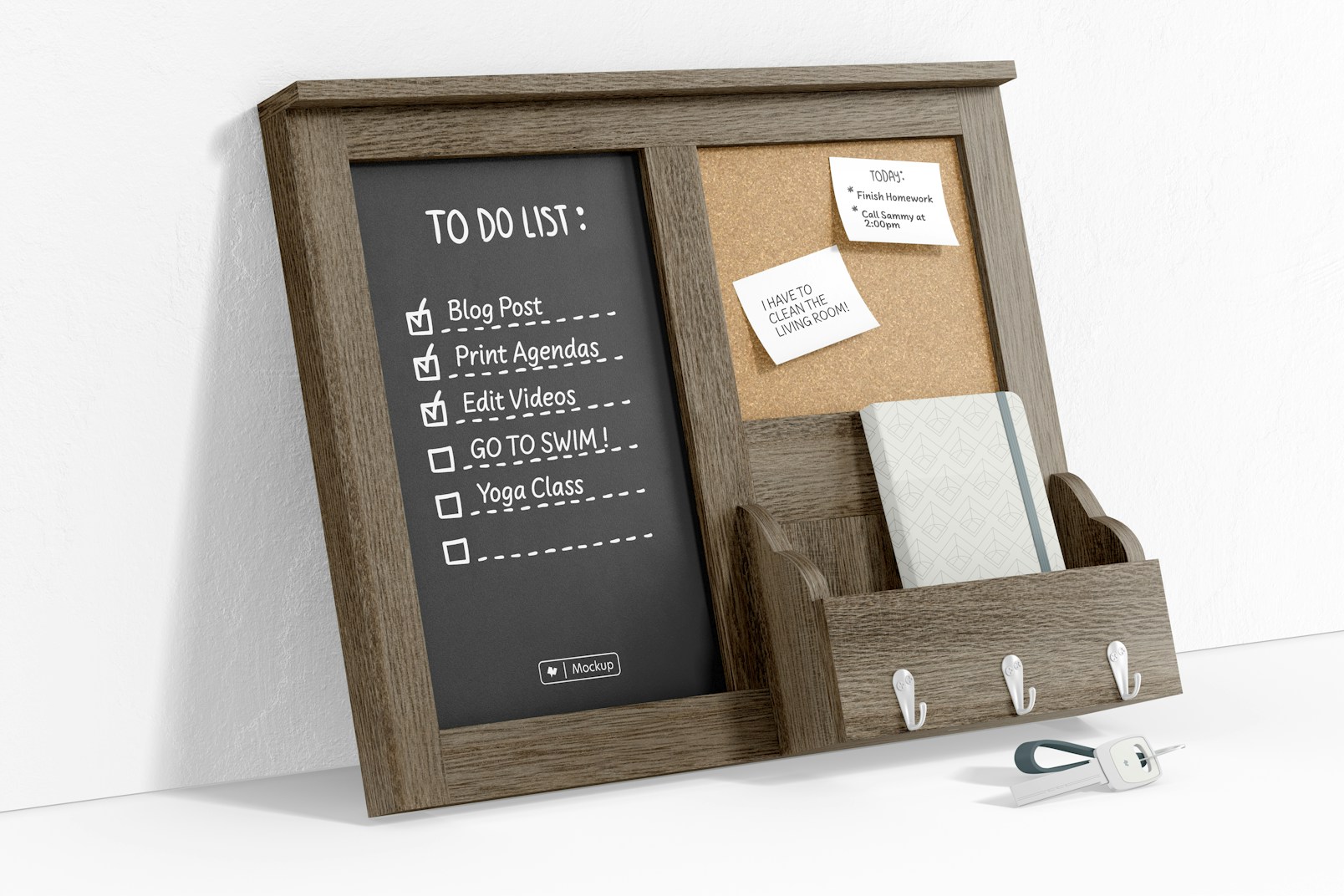 Mail Holder with Chalkboard Mockup, Leaned