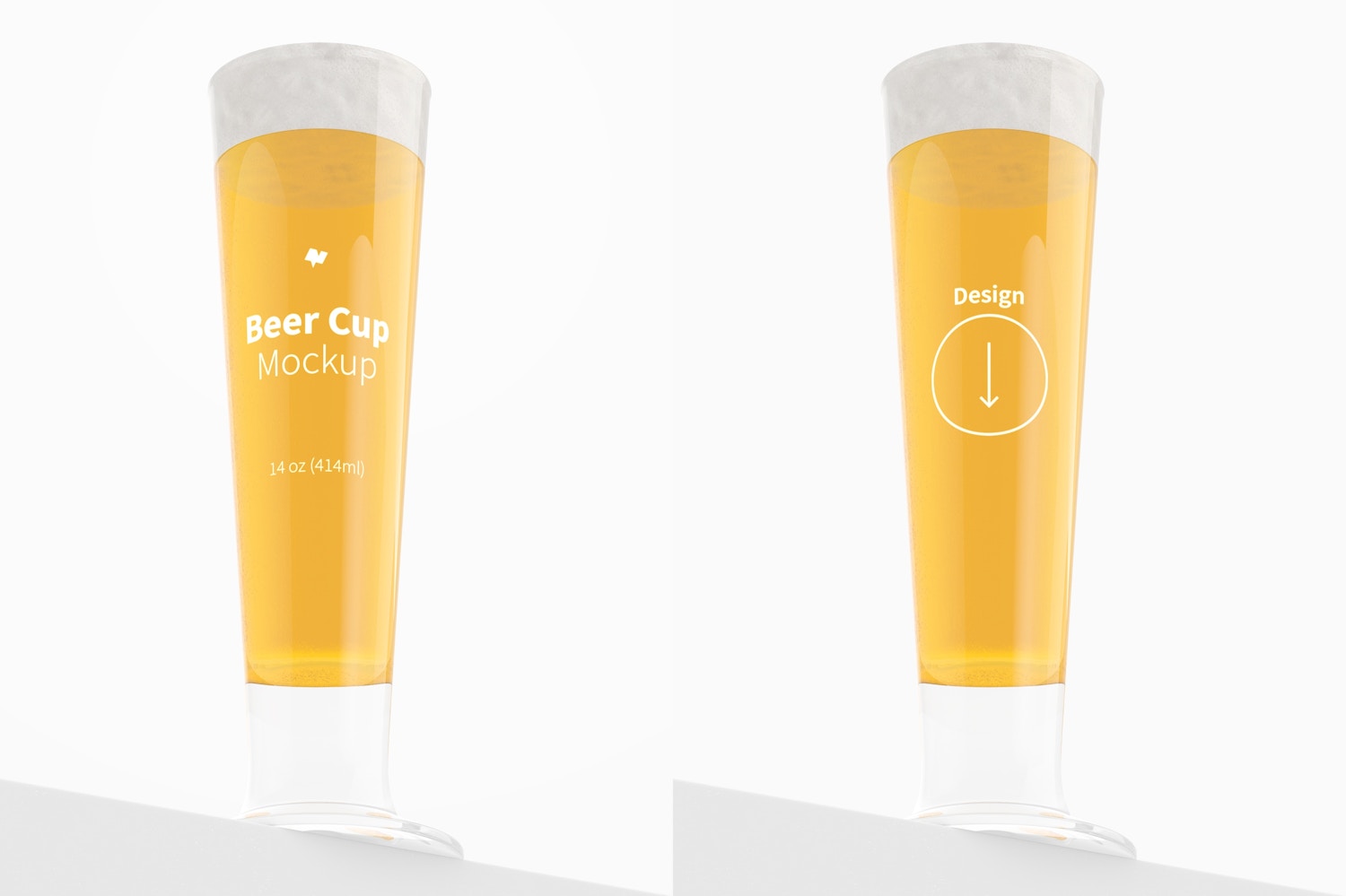 14 oz Glass Beer Cup Mockup, Bottom Front View