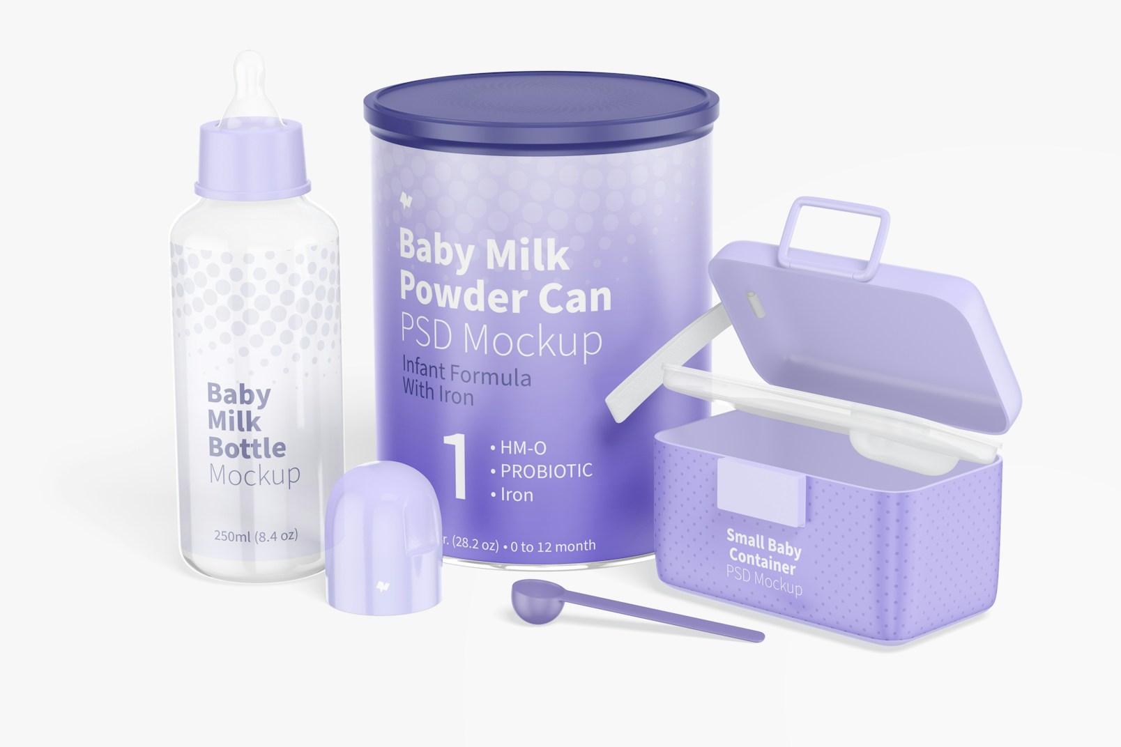 Baby Milk Bottles Scene Mockup