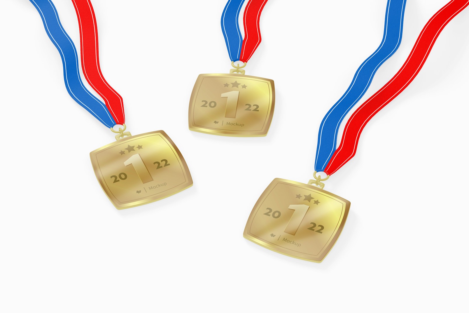 Square Distinction Medals Mockup