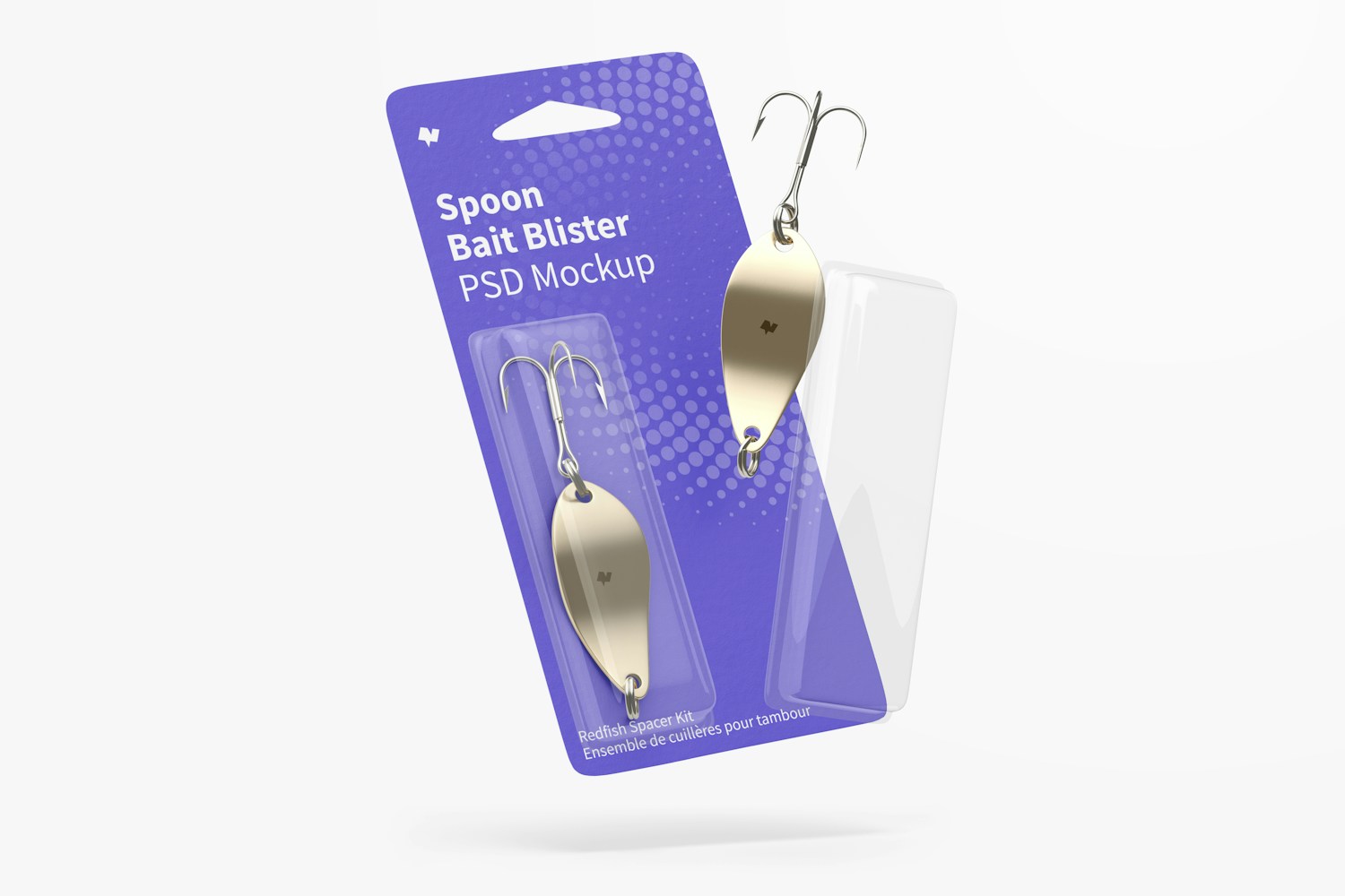 Spoon Bait Blister Mockup, Falling Spoon Bait Blister Mockup, Falling