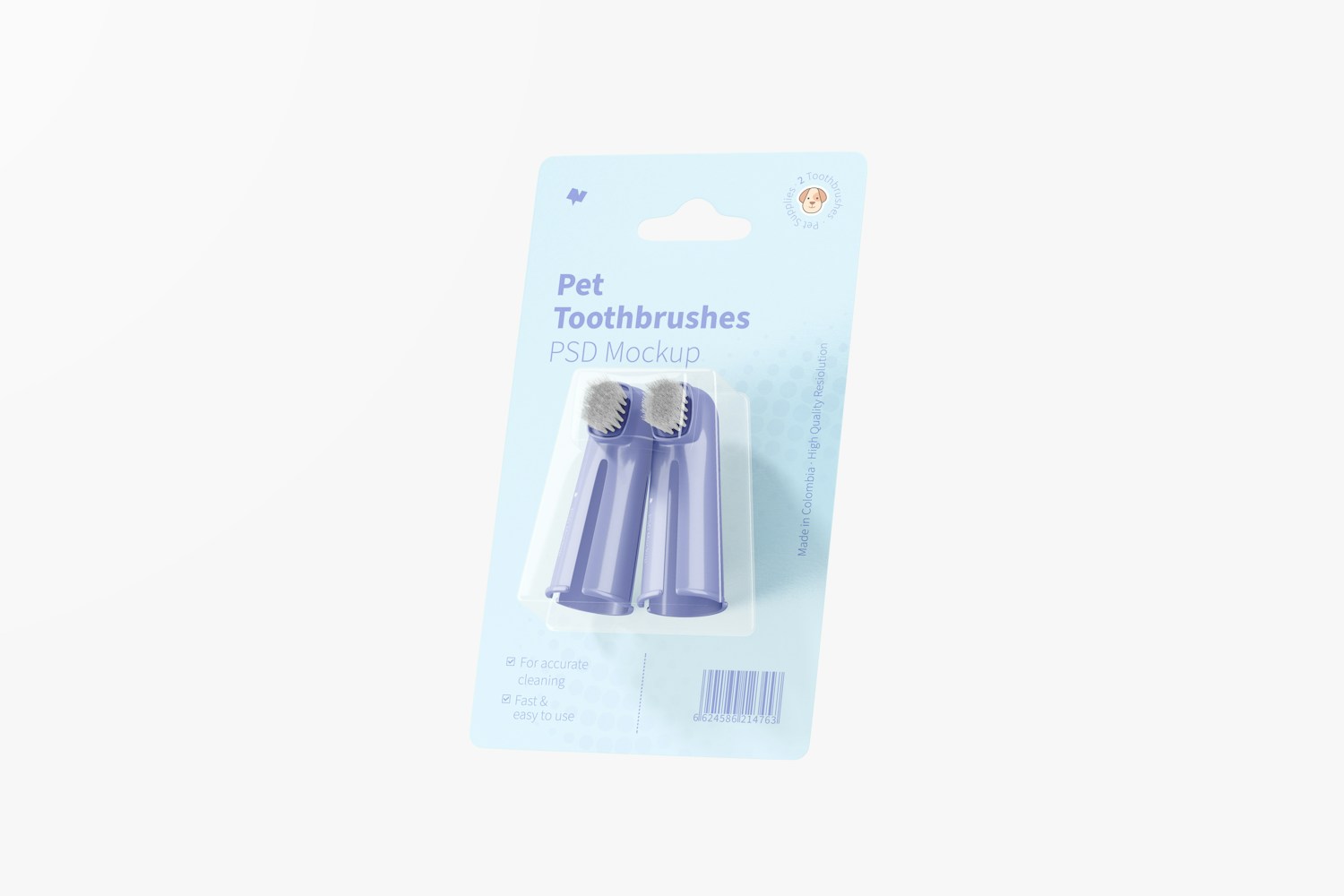 Pet Toothbrushes Mockup, Leaned