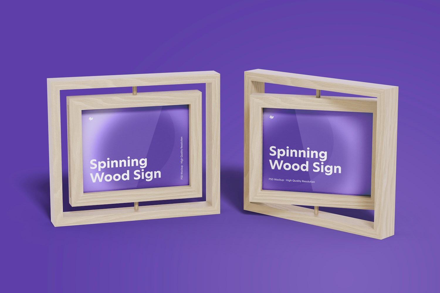 Spinning Wood Frame Signs Mockup