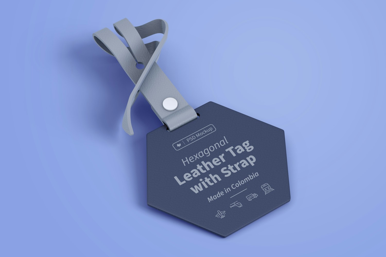 Hexagonal Leather Tag with Strap Mockup
