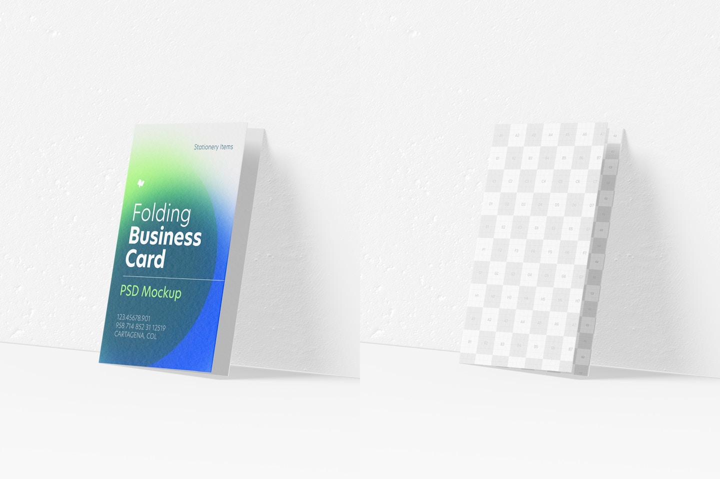 Folding Business Card Mockup, Leaned