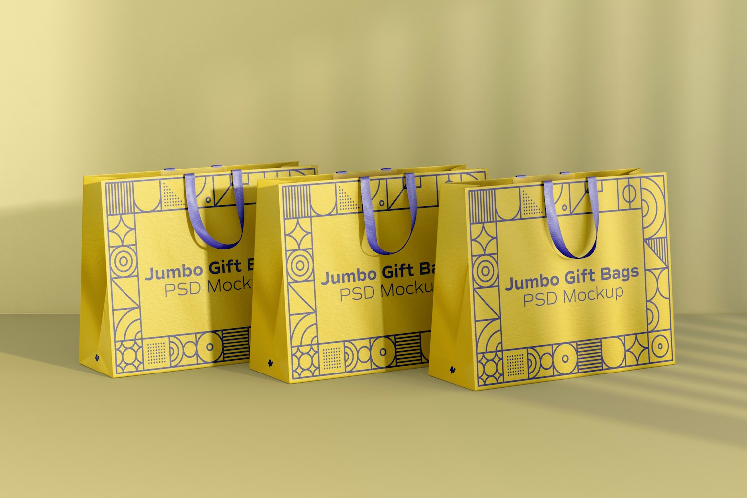 Jumbo Gift Bags with Ribbon Handle Set Mockup Jumbo Gift Bags with Ribbon Handle Set Mockup