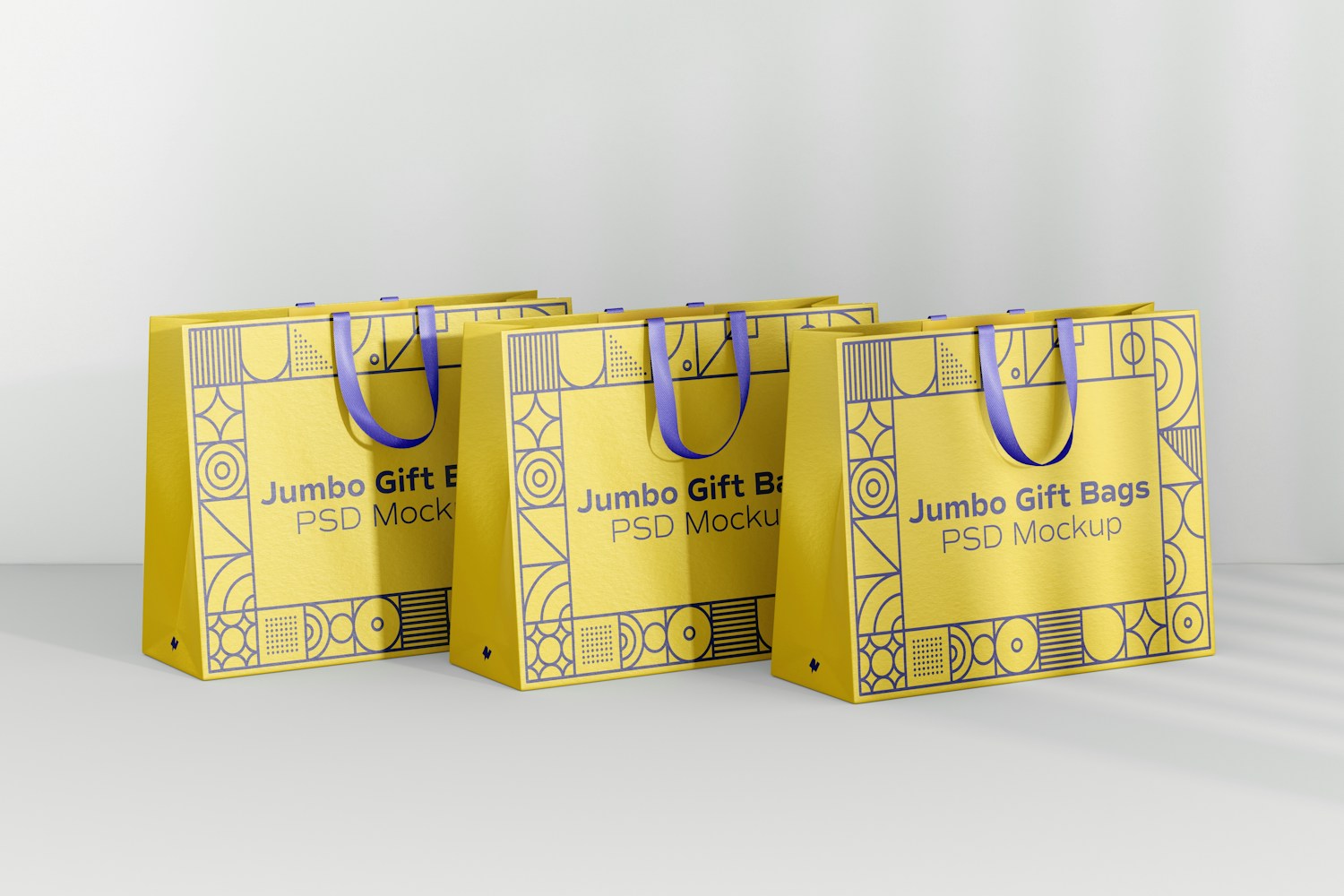 Jumbo Gift Bags with Ribbon Handle Set Mockup Jumbo Gift Bags with Ribbon Handle Set Mockup