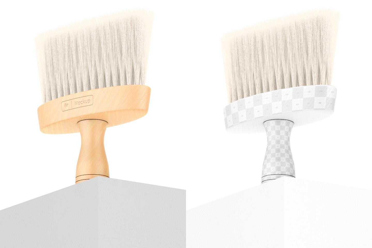 Barber Neck Duster Brush Mockup, Low Angle View