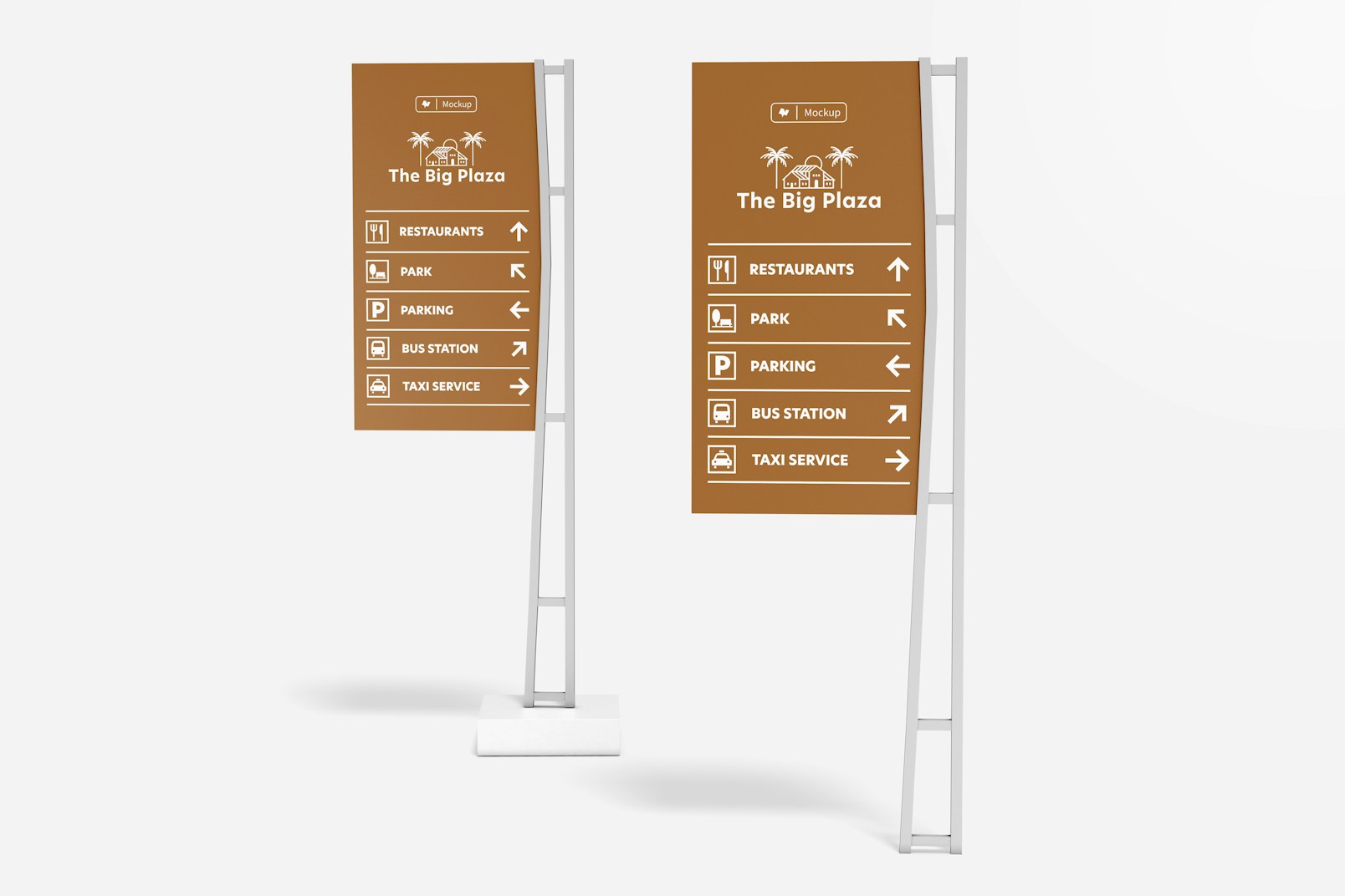 Signs with Metallic Stand Mockup