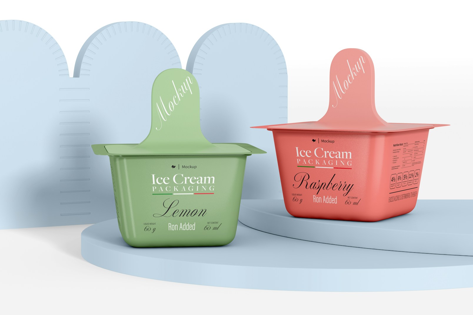 Small Popsicle Packaging Mockup, on Podium