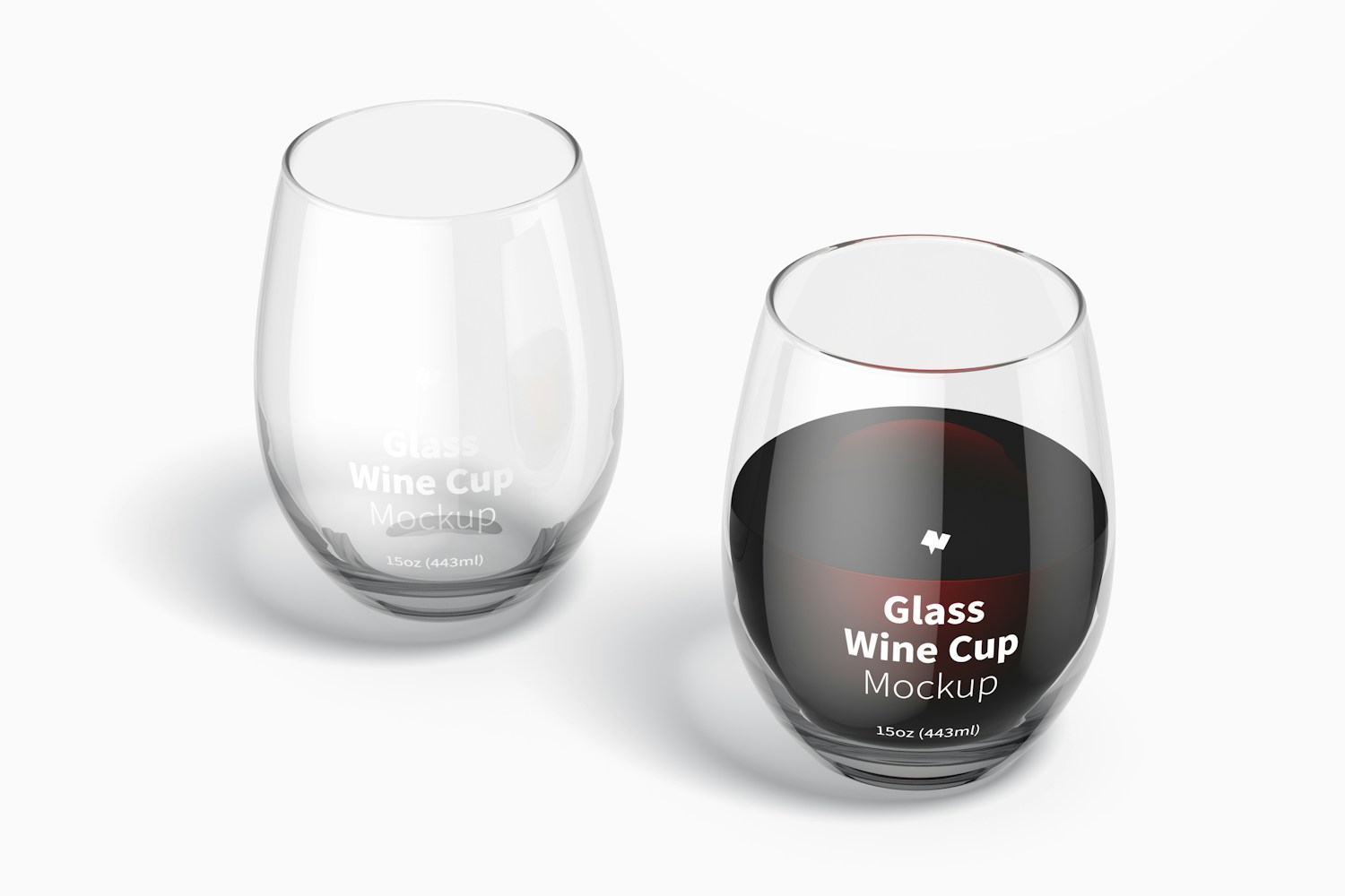 15 oz Glass Wine Cups Mockup