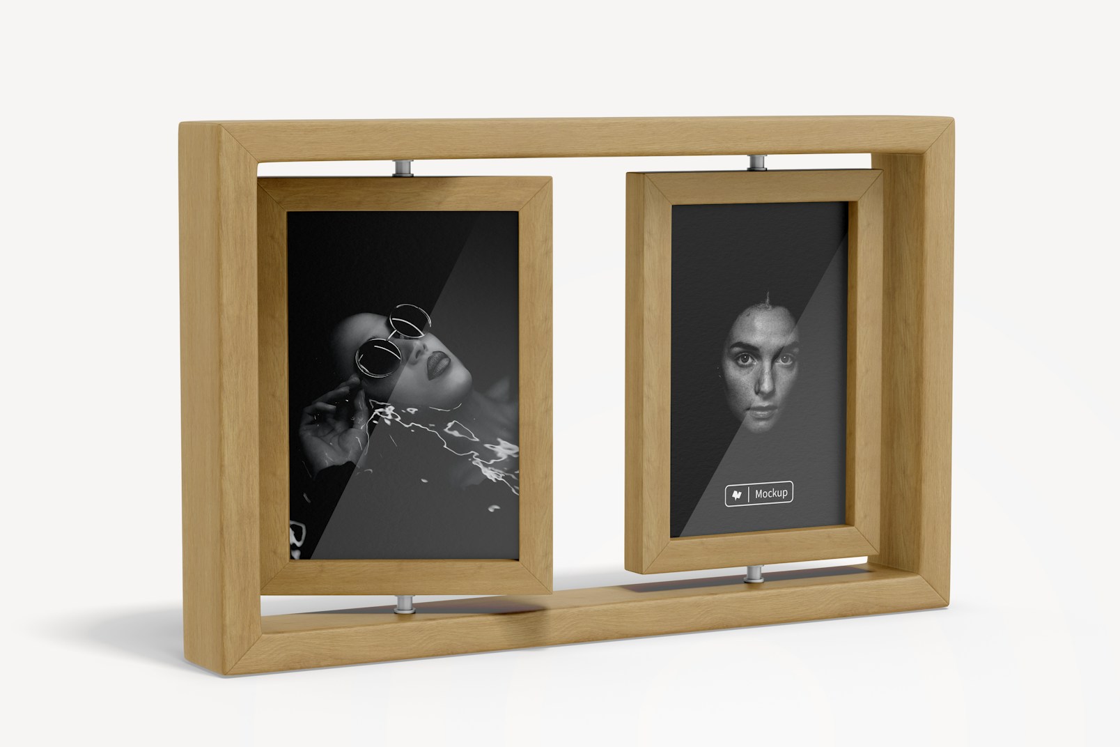 Double Spinning Photo Frame Mockup, Left View