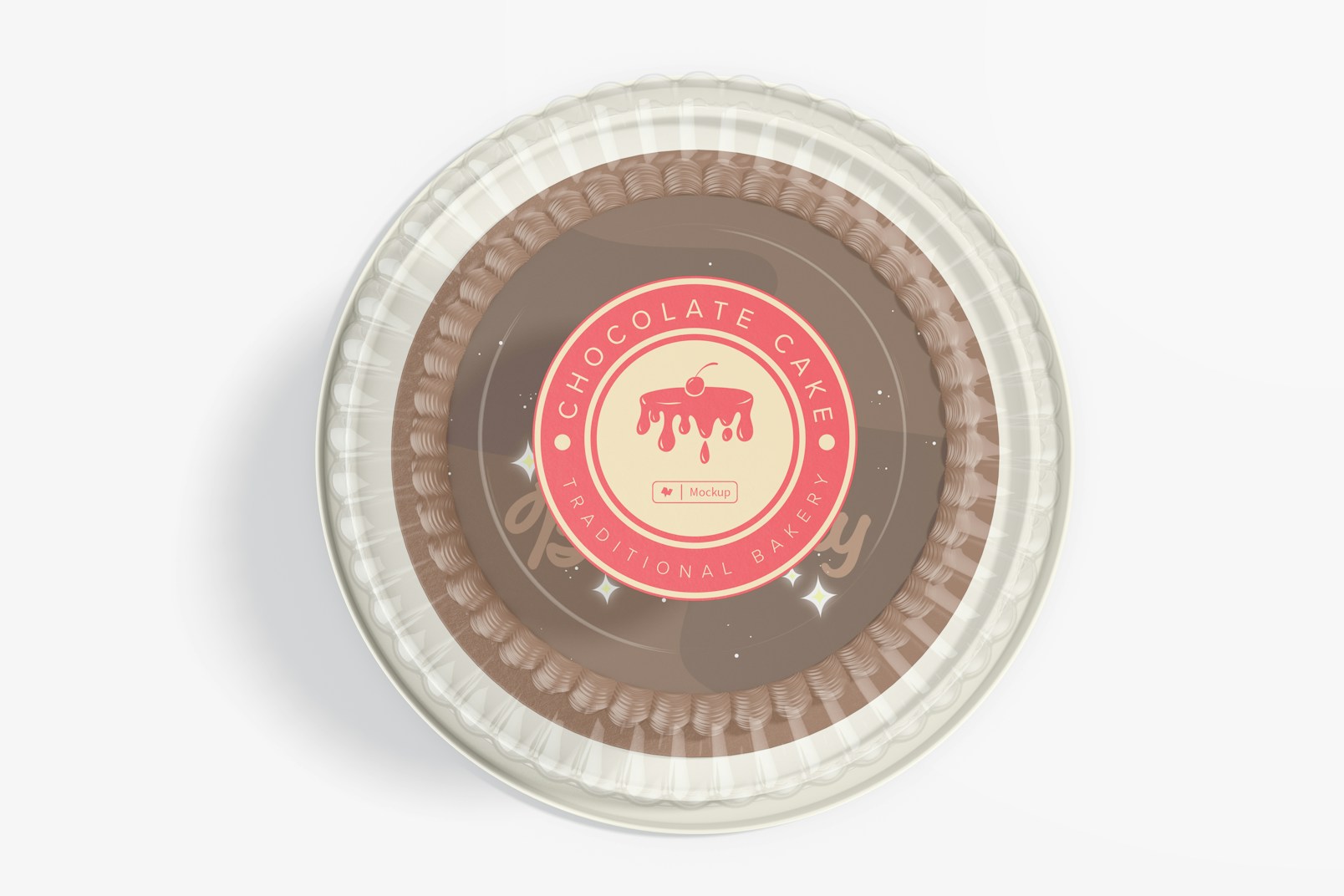 Plastic Round Cake Container Mockup, Top View