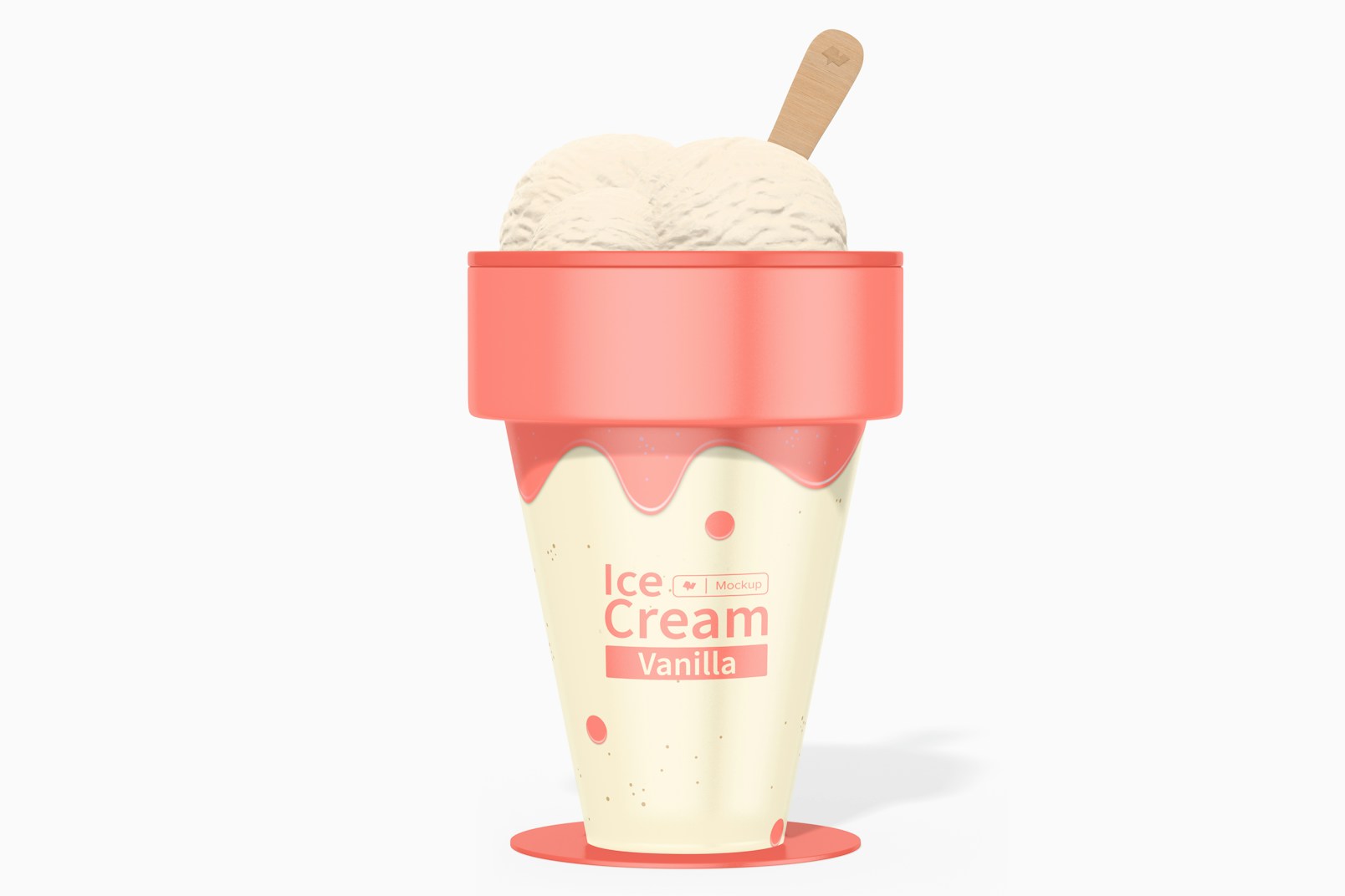 Plastic Ice Cream Cup Mockup, Front View