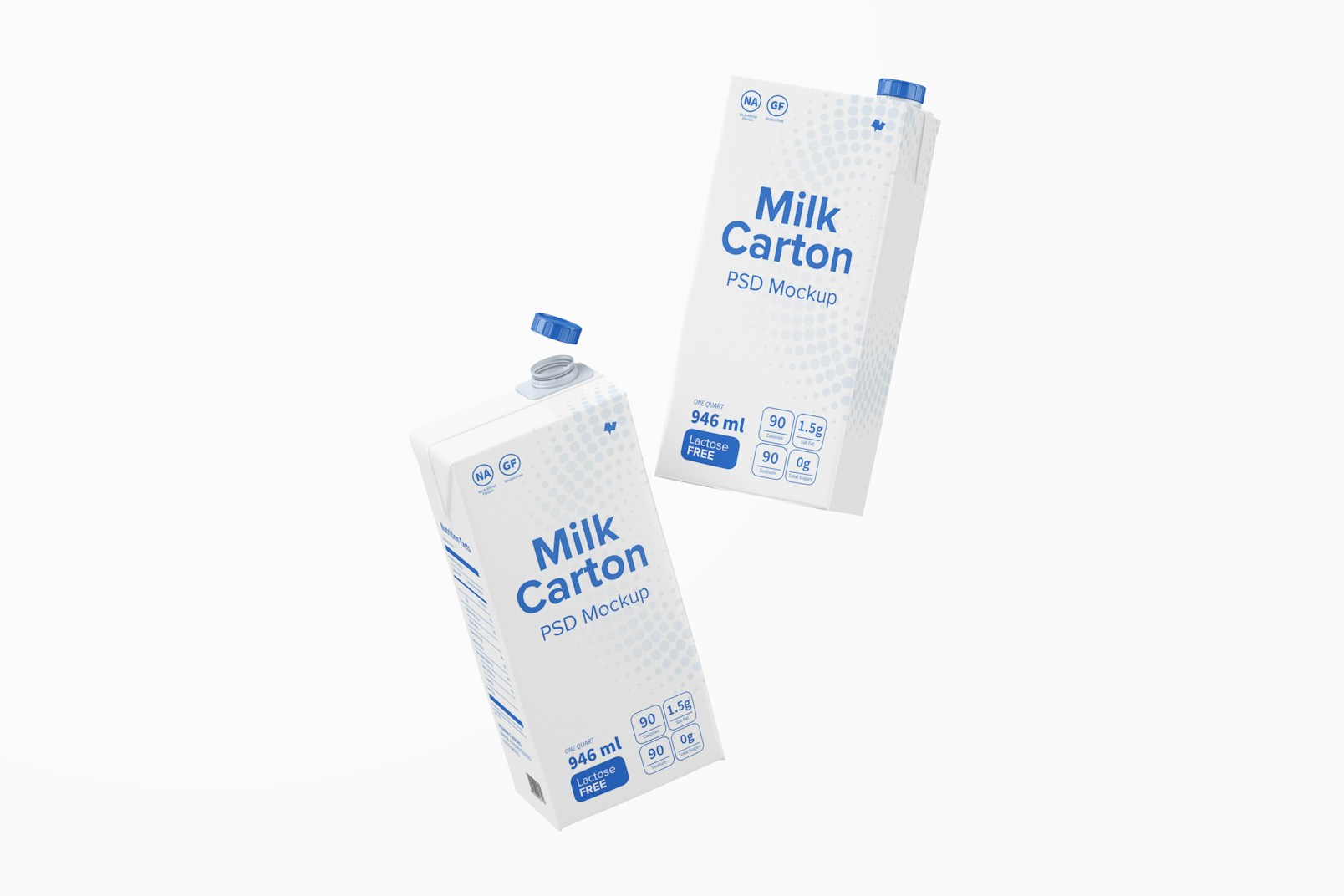 Milk Carton Mockup, Floating