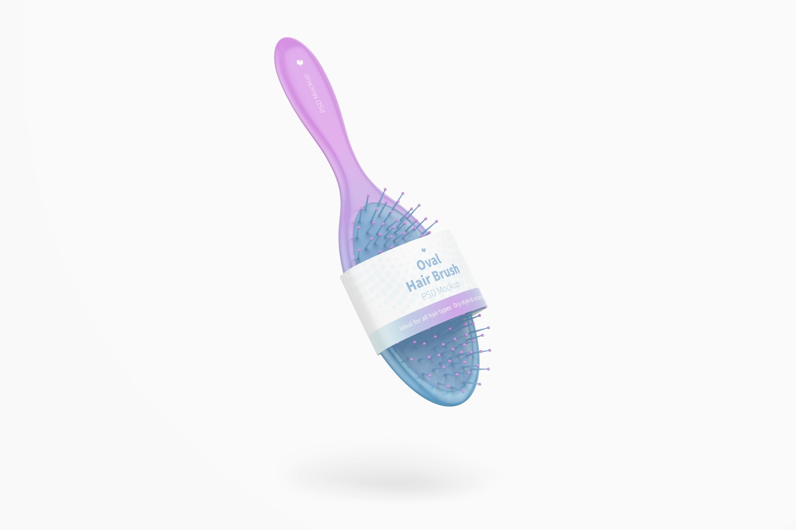 Oval Hair Brush with Label Mockup, Falling