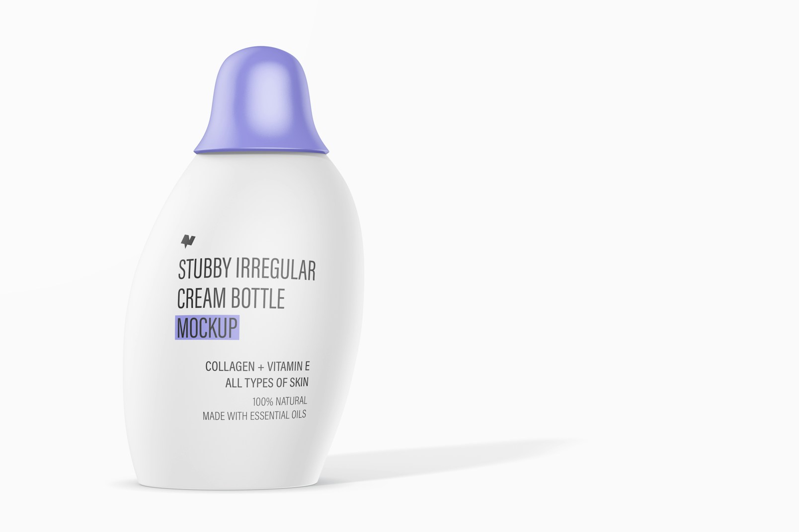 Stubby Irregular Cream Bottle Mockup, Front View
