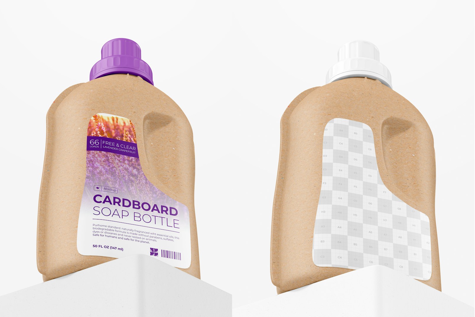 Cardboard Soap Bottle Mockup, Low Angle View
