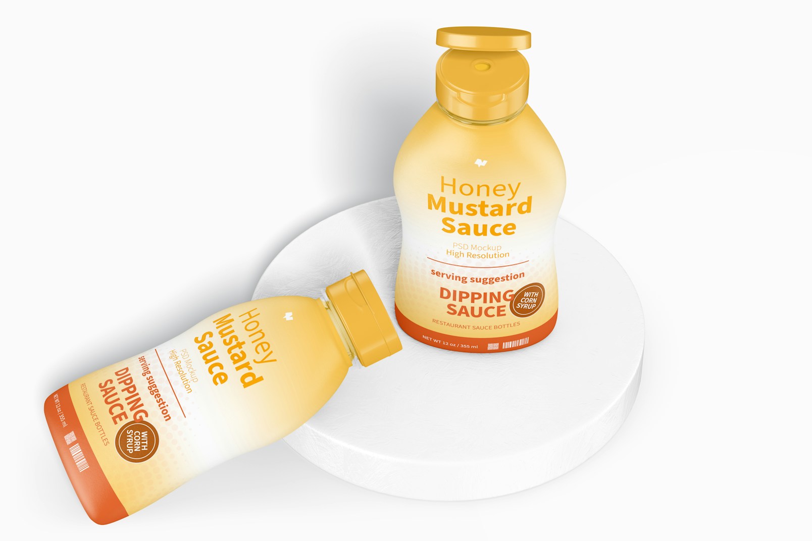 12 oz Honey Mustard Sauce Bottles Mockup