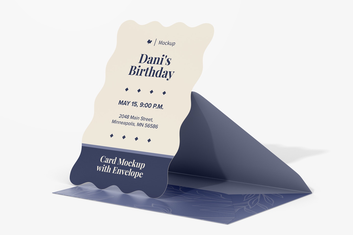 Invitation Card with Envelope Mockup, Leaned