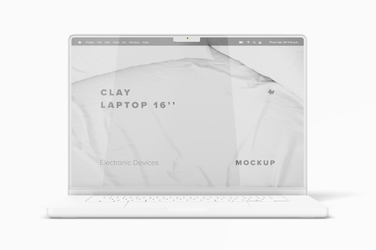 Clay MacBook Pro Mockup, Front View