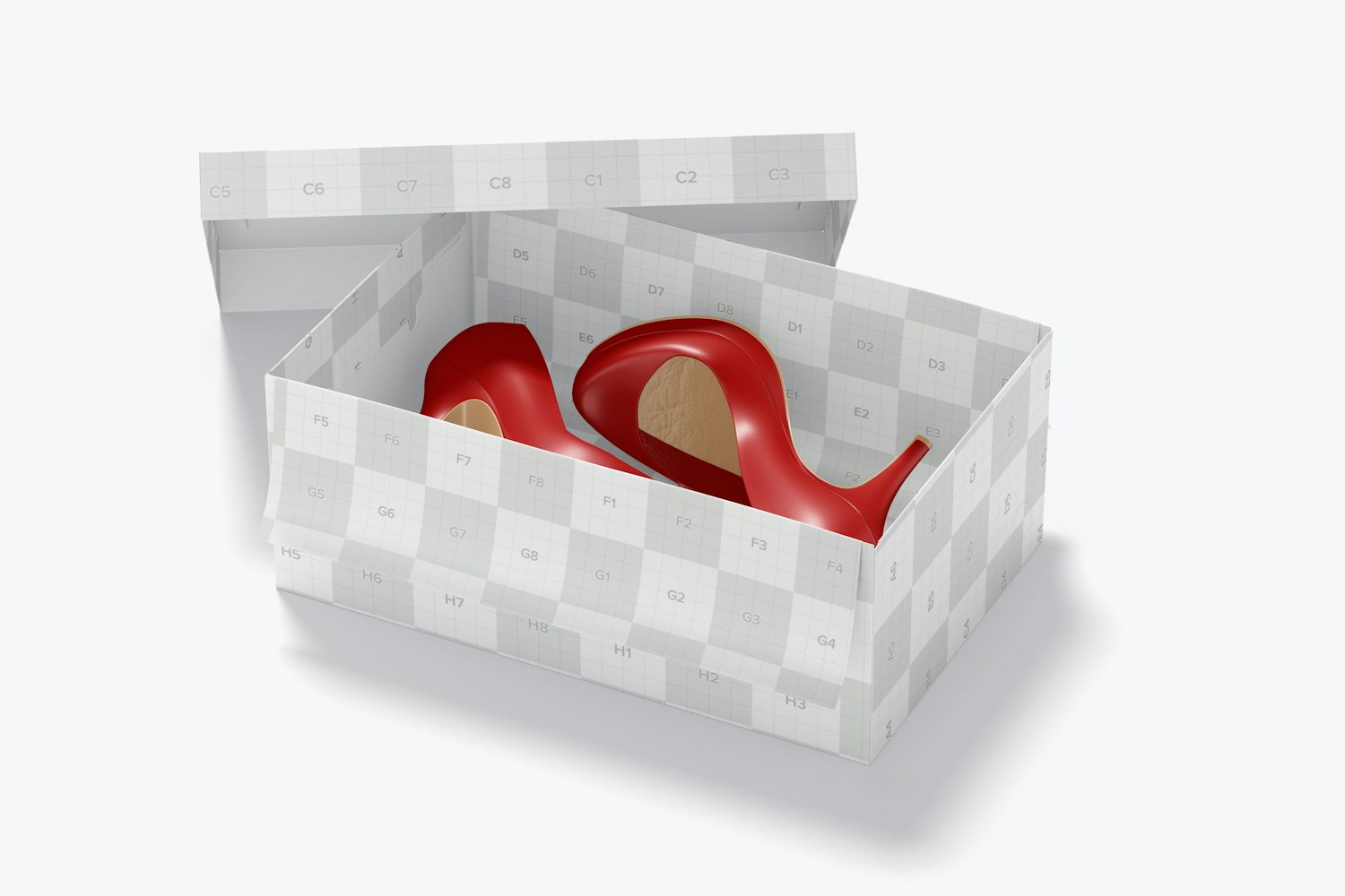 Carton Shoe Box Mockup, Perspective