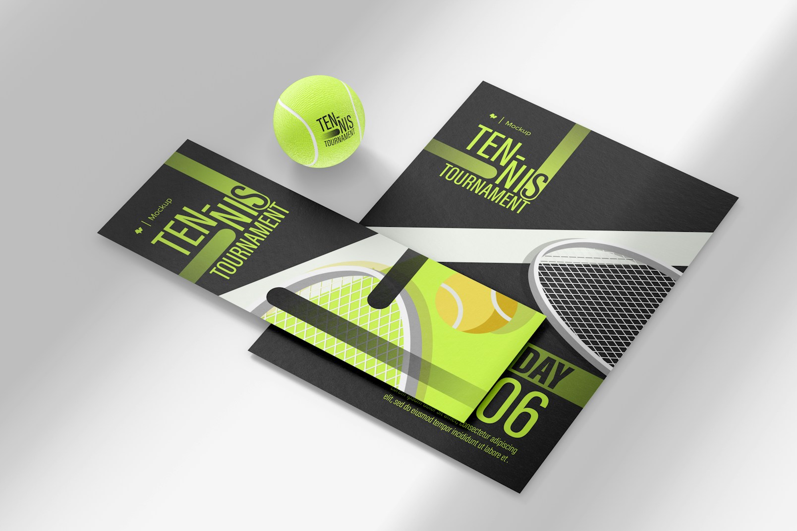 Flyer with Tennis Elements Mockup, High Angle View