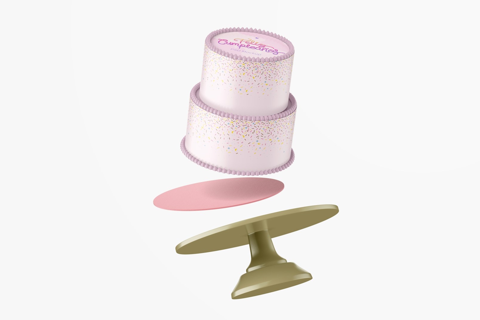 Two Tier Cake Mockup, Floating