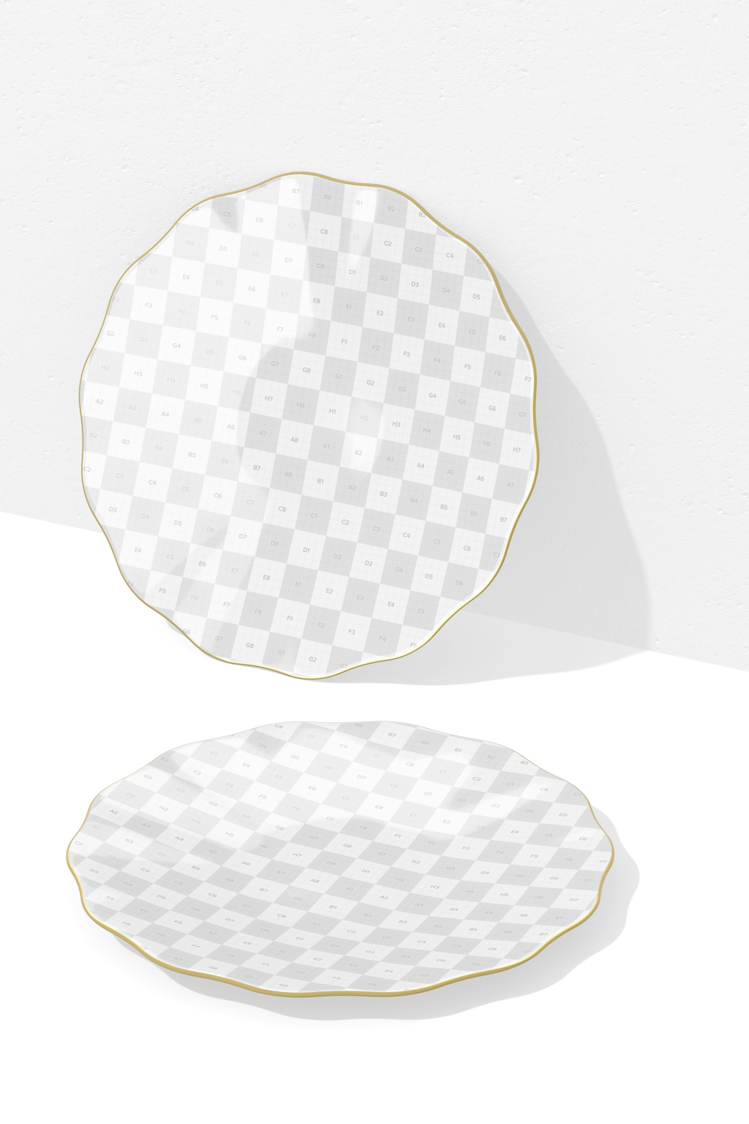 Irregular Flat Ceramic Plate Mockup, Perspective