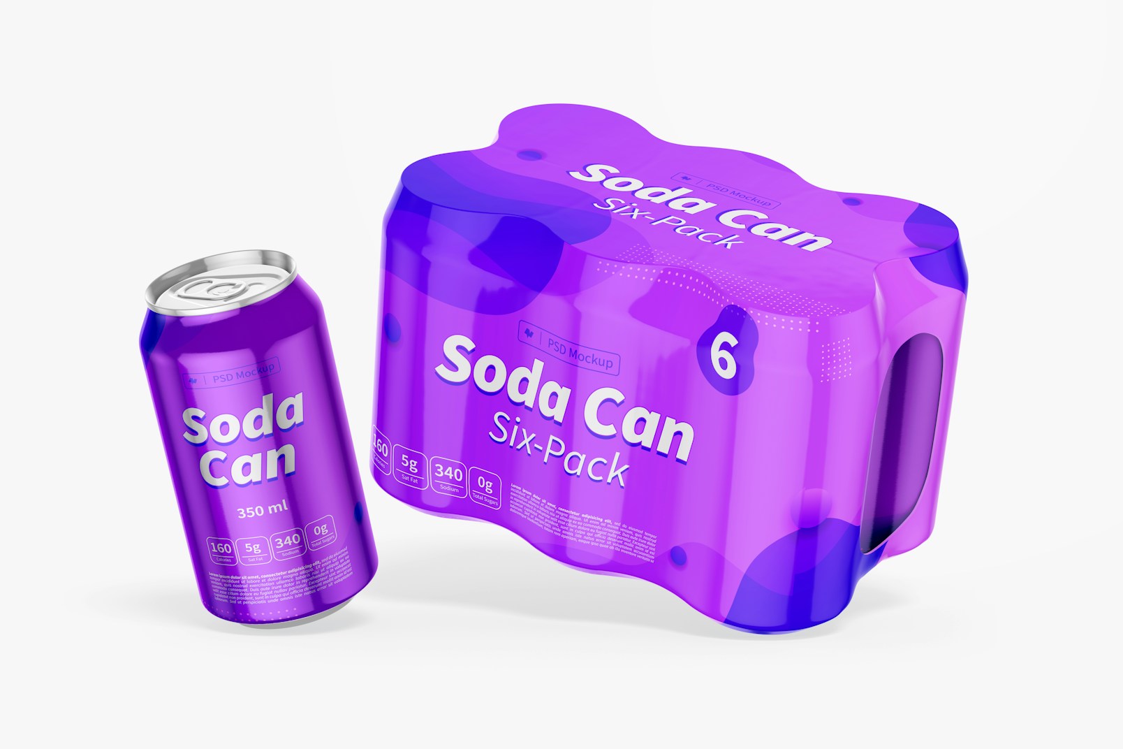 Soda Can Six-Pack Mockup, Falling