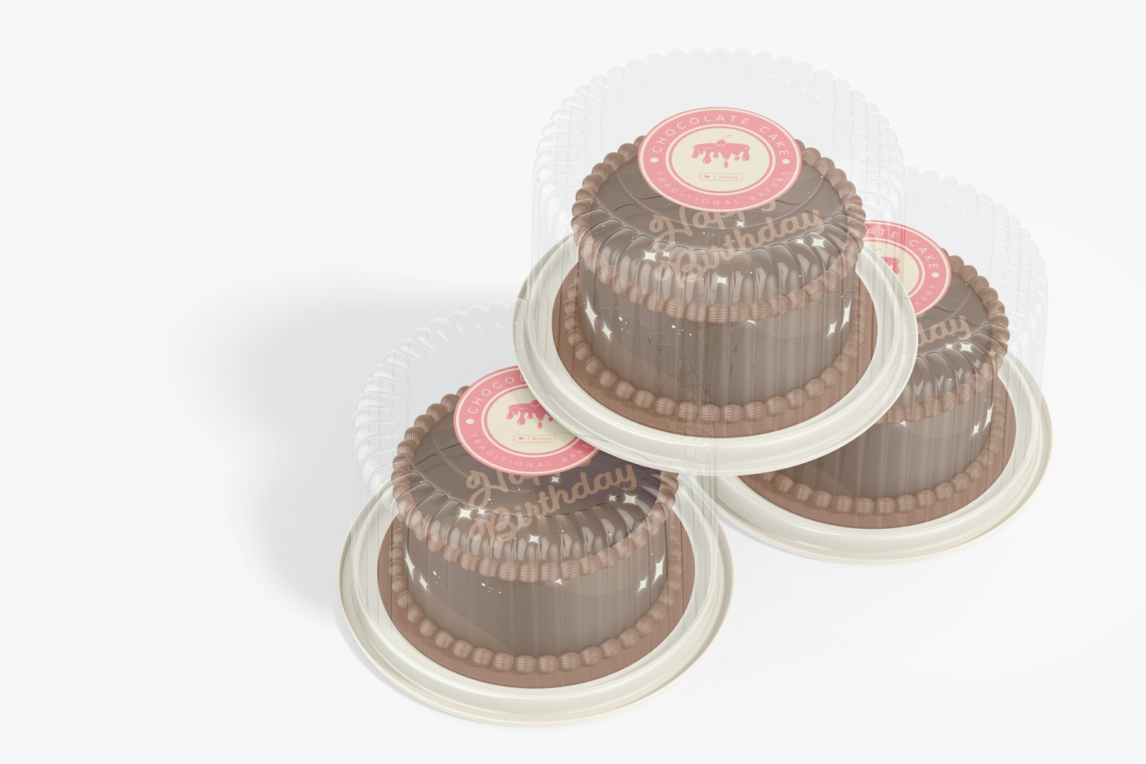 Plastic Round Cake Containers Mockup, Stacked
