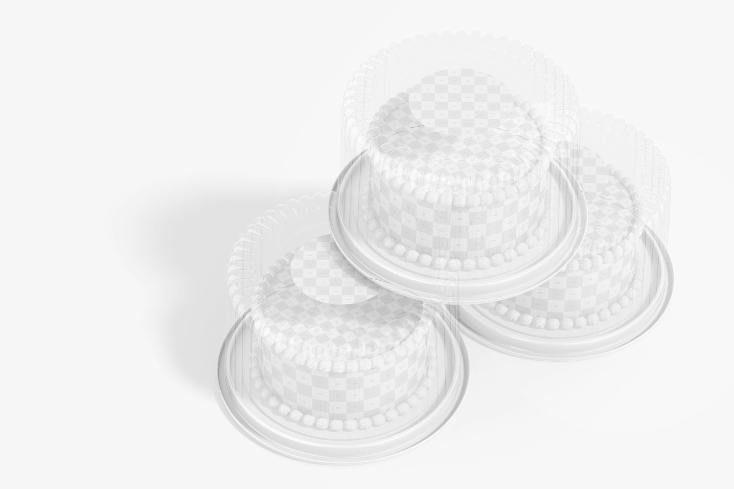 Plastic Round Cake Containers Mockup, Stacked