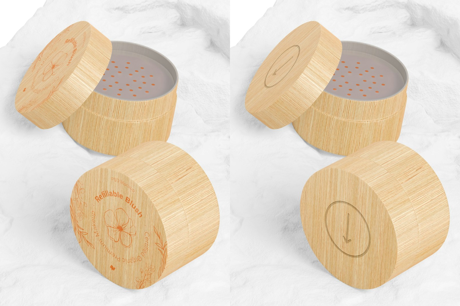 Refillable Blush Mockup, Standing and Dropped