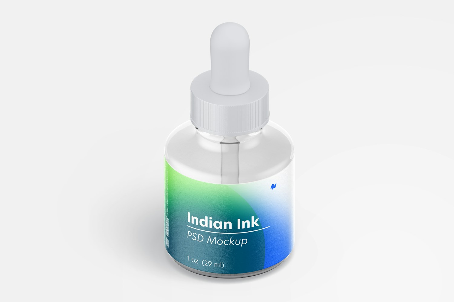 Indian Ink Bottle Mockup, Isometric View