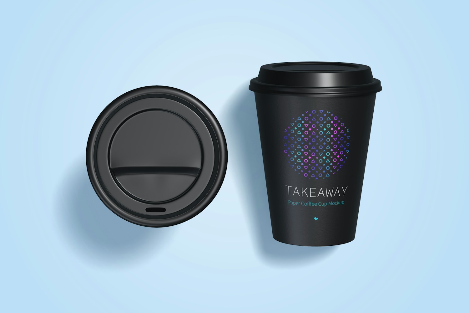 12oz Paper Coffee Cups Mockup, Top View